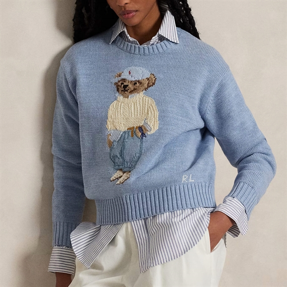 Polo Ralph Lauren Polo Bear Crewneck Jumper, Chambray Marl